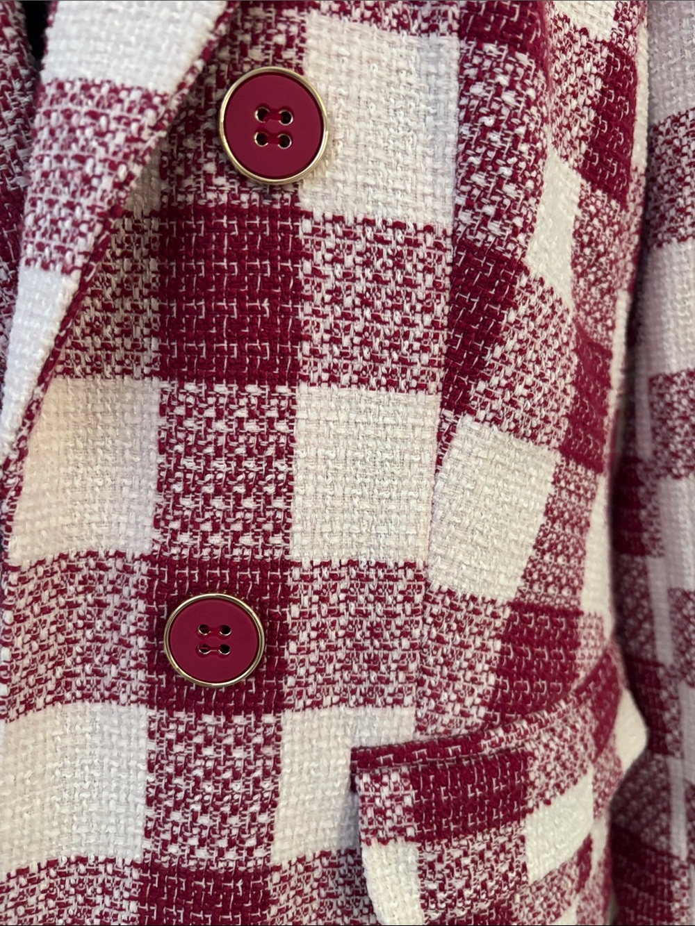 Liz Claiborne Pink and White Check Double-Breasted Blazer - Picture 4 of 7